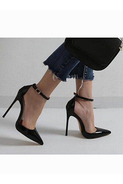 trendyes JEREMY MODEL SİYAH RUGAN TOPUKLU STİLETTO