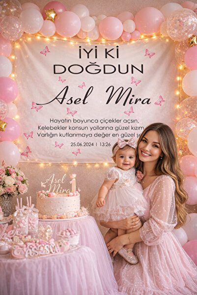 Vendini Kaliteli Kumaş , Kişiye Özel Doğum Günü Duvar Örtüsü Yeni Tasarım