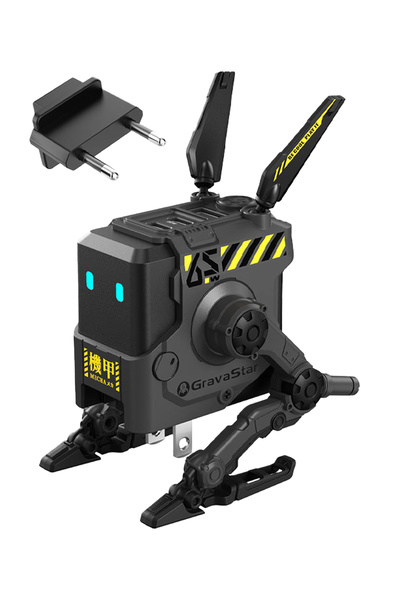 Gravastar محول شحن سريع ألفا65 بقوة 65 واط مع شكل روبوت رمادي