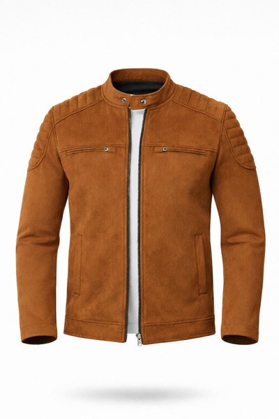 Mero Life Erkek Taba Mevsimlik Dar Kesim Süet Ceket & Mont