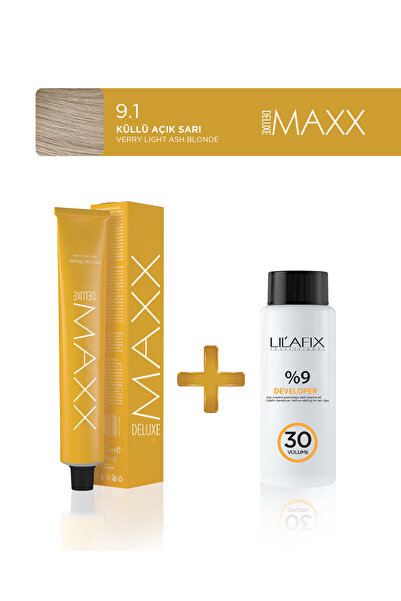 MAXX DELUXE Tüp Saç Boyası 100 ml 30V Oksidan 9.1 Küllü Açık Sarı
