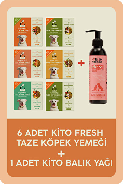 kito Fresh Taze Köpek Yemeği Tanışma Paketi Ve Premium Balık Yağı (200 ML)
