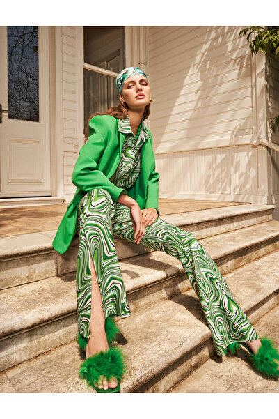 Koton Melis Ağazat X – Wzorzyste spodnie z szerokimi nogawkami