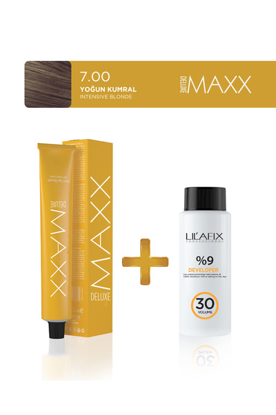 MAXX DELUXE Tüp Saç Boyası 100 ml 30V Oksidan 7.00 Yoğun Kumral