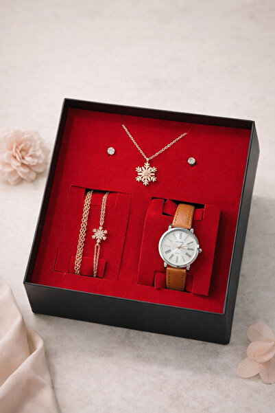 wesscollection Retro Yuvarlak Deri Kordon Kol Saati Kahve-Gümüş