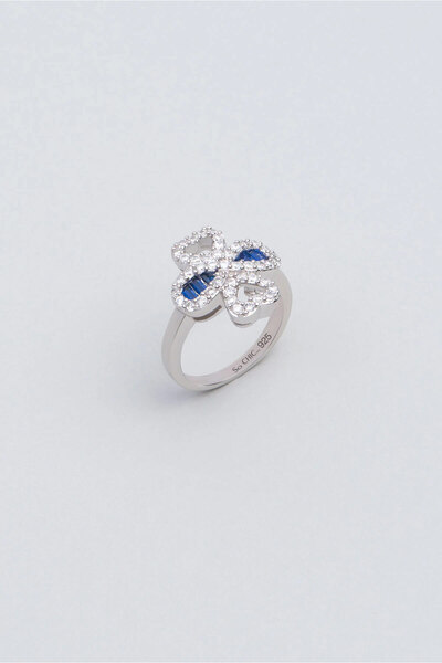 So CHIC... Yakamoz Mavisi 18 Ayar Beyaz Altın Kaplama Gümüş Yüzük