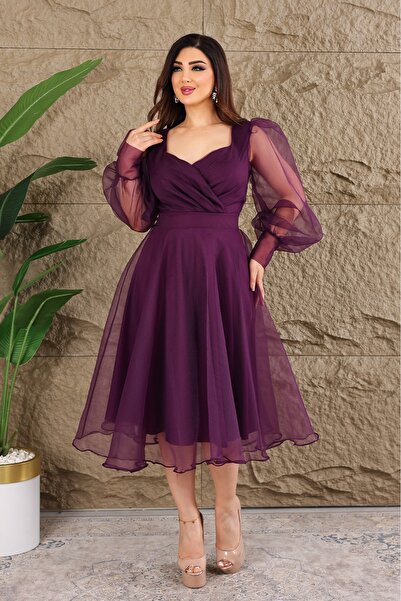 Matik Abiyem Dalya Tül Dekolteli Tasarım Abiye