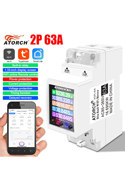 Choice 63A ATORCH 2P 63A Tuya WIFI Smart Switch Circuit Switch Power Meter KW...