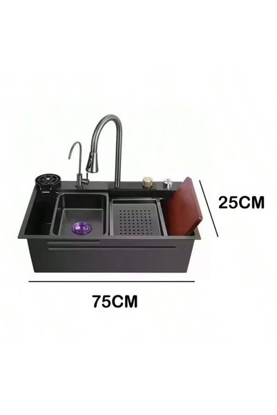 VOGMAX kitchen sink, 304 waterfall stainless steel, nano workstation pull-out faucet, drop-in sink w