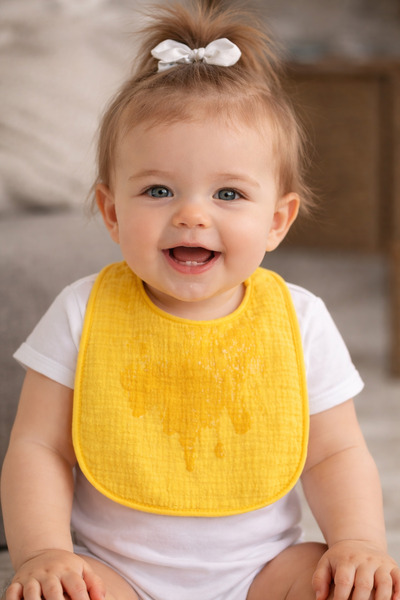 Enhitbaby Sıvı Geçirmez Çift Kat Müslin Mama Ve Salya Önlüğü, %100 Pamuk Alezli