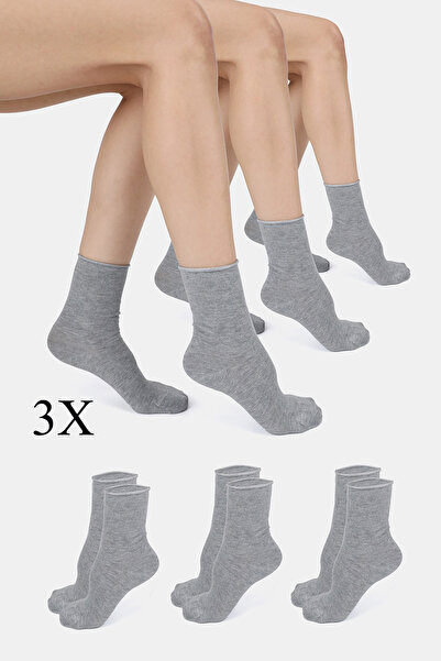 ERENART Bamboo Women's Elastic-Free Gray Socket Stitch-Free Premium Socks 3-P...