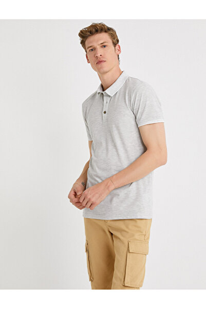 Koton Ανδρικό μπλουζάκι γκρι πόλο με λαιμόκοψη