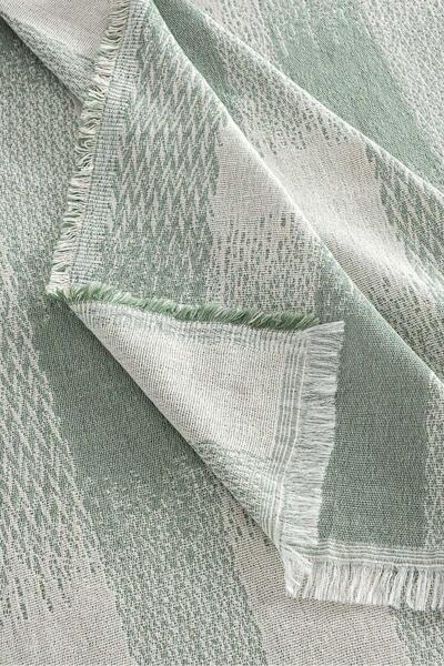 Mandaş DC Jakarlı Pamuklu Kaymaz Terletmez Koltuk Örtüsü (180x240) - Yeşil