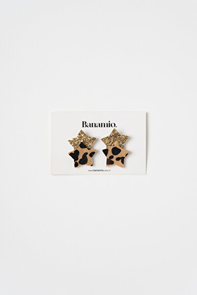 Banamio مجموعة من مشبكين على شكل نجمة مع لمعان لامع (لون ليوبارد-ذهبي)