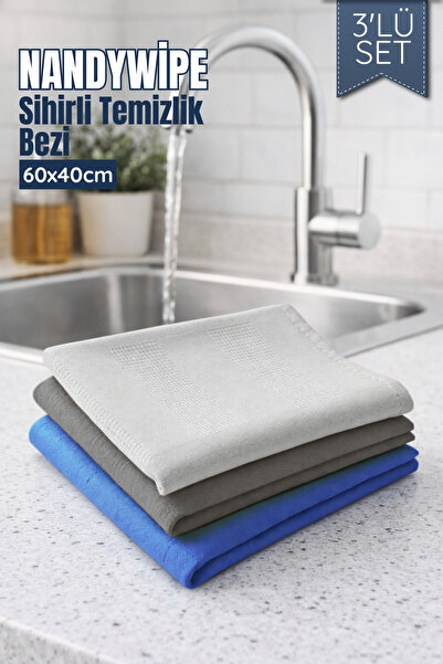 Nandy Home 3'lü Set NandyWipe Sihirli Temizlik Bezi - Temizlik Bezi Seti - KO...