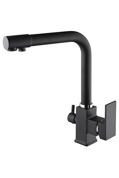 Vilas Madrid Su Arıtma 3 Çıkışlı Siyah Krom Mutfak Evye Batarya