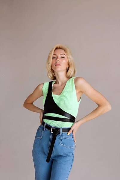 Angels Passion Centura de piept pentru haine triunghiulare, ham din piele cu ...