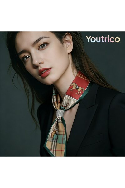 Youtrico وشاح ربطة عنق حصان أخضر وأحمر، وشاح مثقب