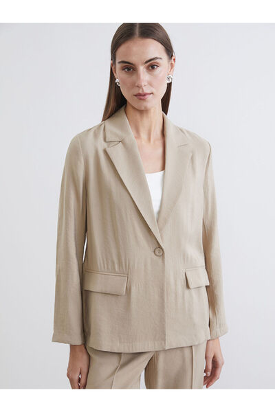LC Waikiki Γυναικείο μπλέιζερ σε μπεζ γκαμπαρντίνα
