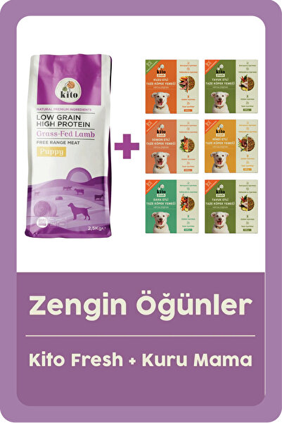 kito Kuzu Etli Yavru Köpek Maması 2.5 KG + Fresh %100 Taze İçerikli Mama Tanı...