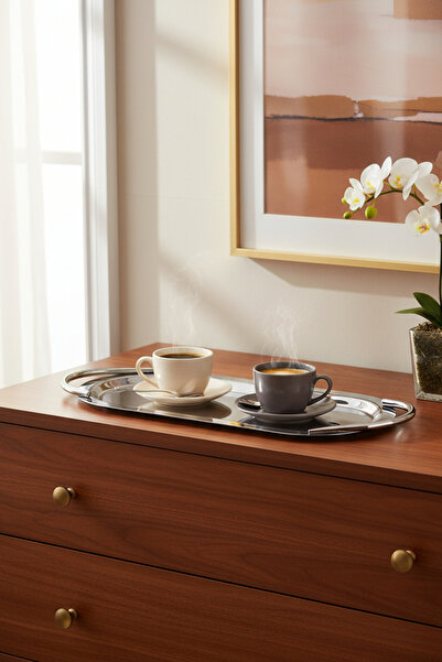 Cornella basic Tavă de prezentare Elips argintie mare (lățime: 16 cm x lungim...