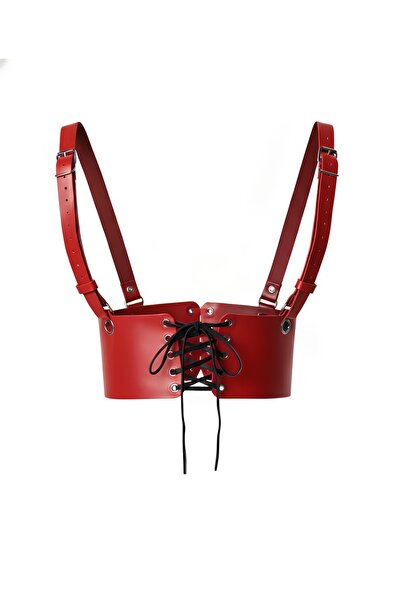 Angels Passion Червоний жіночий корсет з ременями, широкими бретелями та аксе...