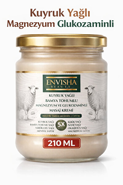 Envisha Beauty Magnezyum Glukozaminli Kuyruk Yağlı Ve Bamya Tohumlu Masaj Kremi 210 ML