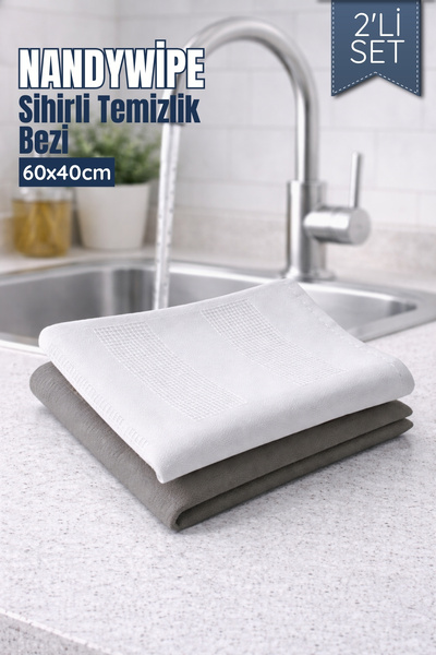 2'li Set NandyWipe Sihirli Temizlik Bezi - Temizlik Bezi Seti - KOYU RENK