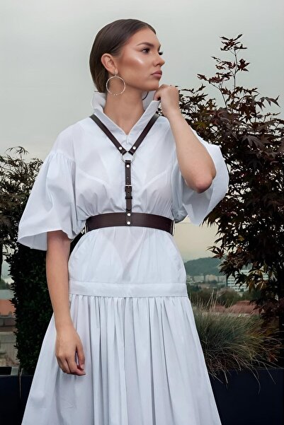 Angels Passion Štýlový kožený opasok cez šaty, čierny kožený dámsky korzetový opasok