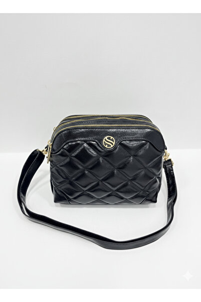 Sanmorris Women's Adjustable Crossbody Strap 4 Compartment Black Shiny Should...