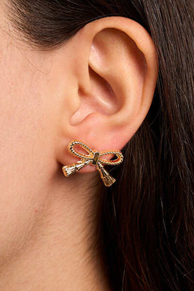 Elika Silver أقراط مجوهرات نسائية موديل القوس الذهبي