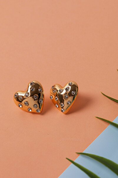 Elika Silver أقراط نسائية على شكل قلب مرصعة بالأحجار