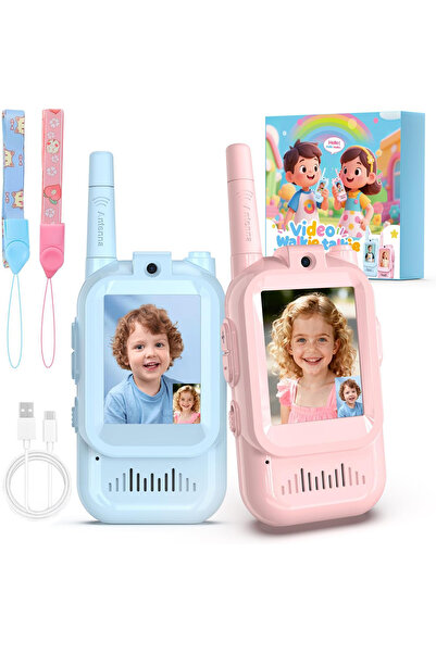 TECHNOM Yeni Versiyon 2 Adet Görüntülü Görüşme Uzun Menzilli HD Kameralı Kablosuz Şarjlı Mini Çocuk Telsizi