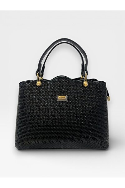 Sanmorris Women's 2-Compartment Wave Detailed Stylish Hand and Shoulder Bag with Adjustable Strap