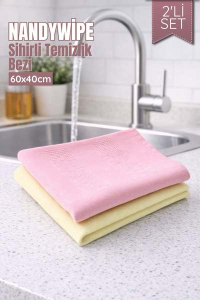 2'li Set NandyWipe Sihirli Temizlik Bezi - Temizlik Bezi Seti - PASTEL