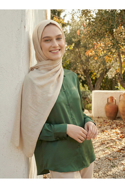 Tuva Şal Simli Krep Jazz Şal - Kum Beji - Tuva