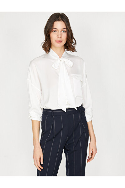 Koton Γυναικείο πουκάμισο εκρού 9YAK68707PW