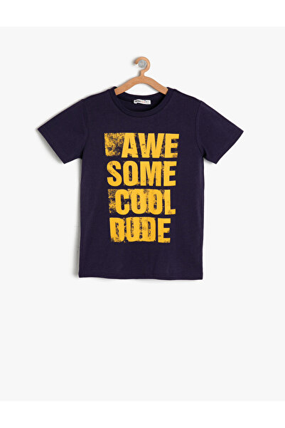 Koton Kids Ljubičasti dečak Napisano Štampano T-shirt