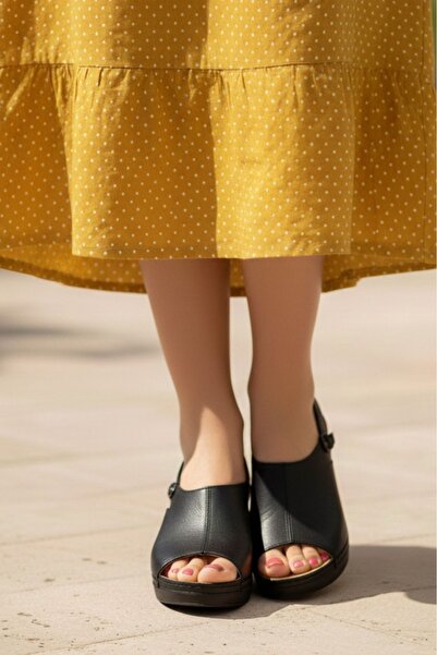 N Napa Shoe Papuci ortopedici confortabili cu toc cu pană, reglabili, cu vârf deschis, NAPA-1001