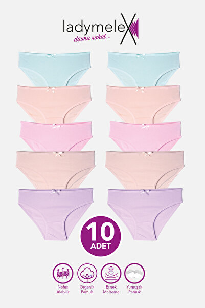 LadyMelex Бикини за момиче, смесени цветове, 10 броя, мек памучен плат