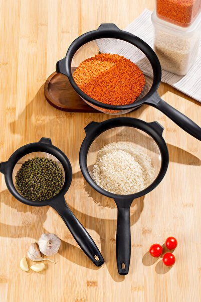 Porsima Tencereye Takılabilen 3 Boy Tel Süzgeç Seti-un Eleği-makarna Pirinç Süzgeci-kevgir 14-18-22cm