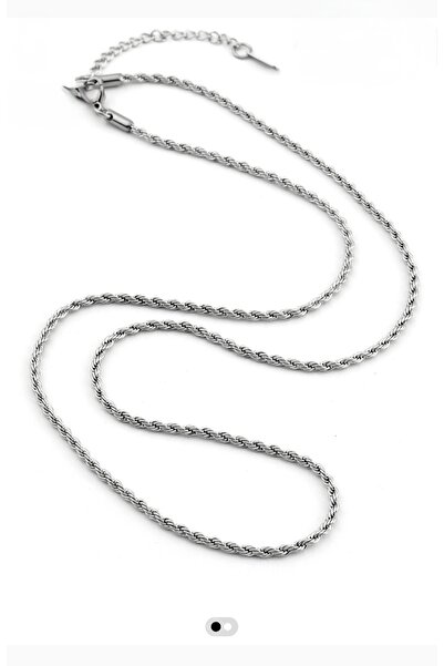 Gulsah's Store Çelik silver unisex burma burgu zincir kolye 60 cm 1 mm