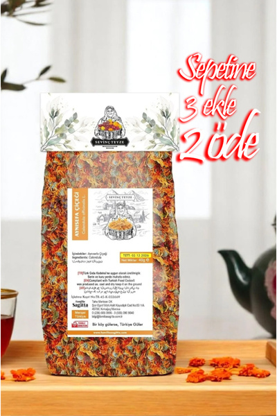 Organik Teyze Sevinç Teyze Aynısefa Çiçeği, Portakal Nergisi, Pol Marigold, Calendula Officinalis 40g