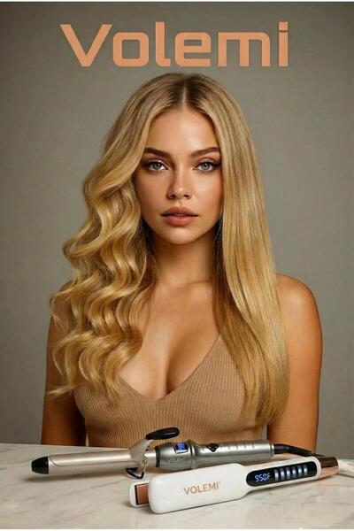 VOLEMİ 2 في 1 أداة تصفيف الشعر والكماشة السيراميكية الاحترافية مع إمكانية تعد...