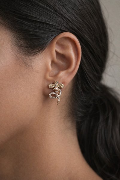 Owentis Steel Full Stone Bee Bee Earrings -Not Tarnish-