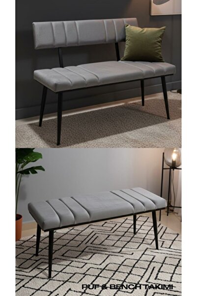 ÖZCAN METAL Siyah Metal Ayaklı Sırtlı & Sırtsız Mutfak Salon Antre Yatak Odas...