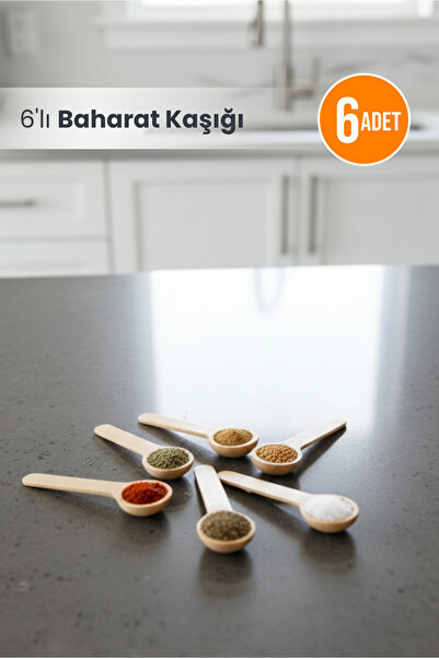 Orvila 6lı Ahşap Küçük Ölçek Baharat Kaşığı - Oval