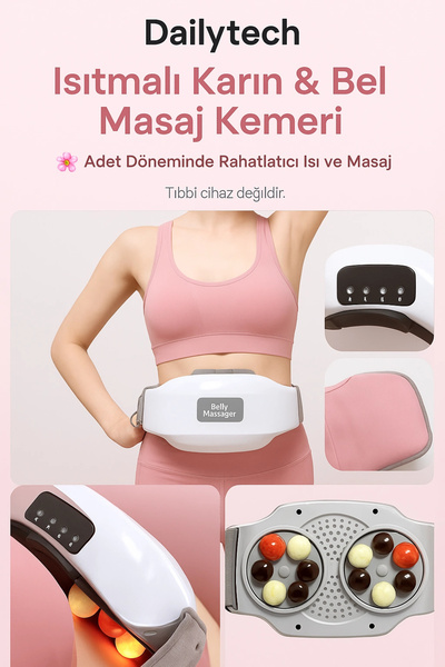 DailyTech Bian Taşı Isıtmalı Titreşimli Karın & Bel Masaj Kemeri Regl Döneminde Rahatlatıcı Kullanım
