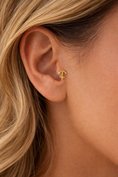 Miliva Paslanmaz Çelik Antialerjik Gold Tragus Küpe | İkili Tragus Küpe | Piercing Küpe