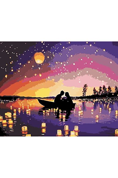 wombhobby Nehir Ve Ay Sayılarla Boyama Seti 80x100 Cm Çerçeveli (Kasnağa ) Ge...